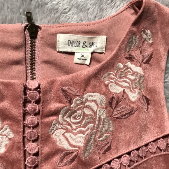 Taylor & Sage Light Pink Faux Suede Dress NWT - Picture 3 of 7